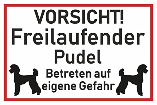 Samunshi® Aufkleber Vorsicht Pudel - Schild Sticker Hinweisschild Warnschild Vorsicht Hund 8 x 5,3cm Vorsicht Pudel schwarz von Samunshi