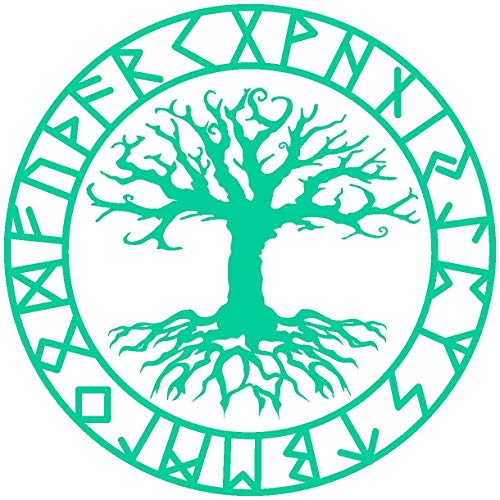 Samunshi® Aufkleber Yggdrasil mit Runen C Vikings Wikinger für Auto Motorrad in 11 Größen und 25 Farben (30x30cm türkis) von Samunshi