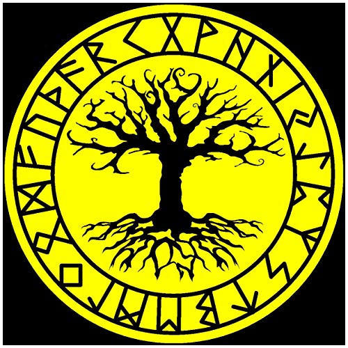 Samunshi® Aufkleber Yggdrasil mit Runen D Vikings Wikinger für Auto Motorrad in 11 Größen und 25 Farben (20x20cm gelb) von Samunshi