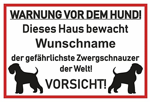 Samunshi® Aufkleber Zwergschnauzer Warnung - Schild Sticker Hinweisschild Warnschild Vorsicht Hund 50 x 33cm Zwergschnauzer Warnung schwarz von Samunshi