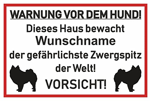 Samunshi® Aufkleber Zwergspitz Warnung - Schild Sticker Hinweisschild Warnschild Vorsicht Hund 10 x 6,7cm Zwergspitz Warnung schwarz von Samunshi