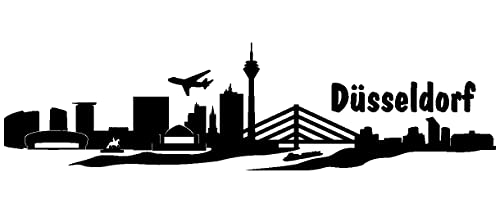 Samunshi® Autoaufkleber Düsseldorf Aufkleber Skyline in 8 Größen und 25 Farben (30x7,6cm schwarz) von Samunshi