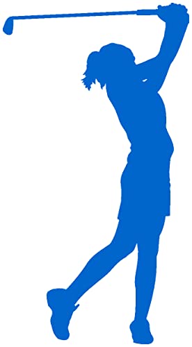 Samunshi® Autoaufkleber Golfspielerin Aufkleber in 8 Größen und 25 Farben (16x30cm azurblau) von Samunshi