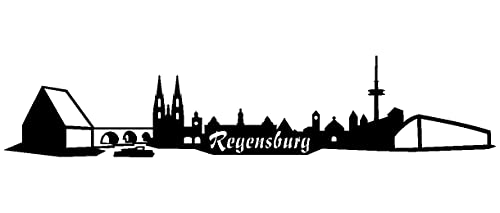 Samunshi® Autoaufkleber Regensburg Aufkleber Skyline in 7 Größen und 25 Farben (30x6,2cm schwarz) von Samunshi