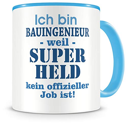 Samunshi® Bauingenieur Tasse mit Spruch Geschenk für Bauingenieur Mann Frau Kaffeetasse groß Lustige Tassen zum Geburtstag hell blau 300ml von Samunshi