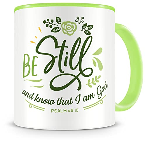 Samunshi® Be Still And Know That I Am God Tasse Glaube Jesus Bibelvers Geschenk Kaffeetasse Teetasse Kaffeepott Kaffeebecher Becher grün von Samunshi