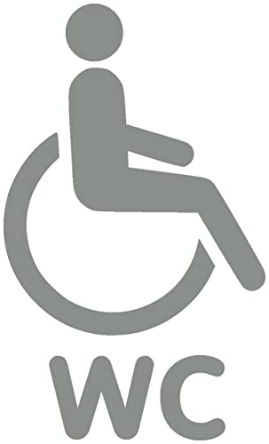 Samunshi® Behinderten WC Tür Schild Türaufkleber Wandtattoo 12 x 20cm mittelgrau von Samunshi