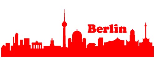 Samunshi® Berlin Skyline Aufkleber Berlin Sticker in 9 Größen und 25 Farben (20x6,3cm hellrot) von Samunshi