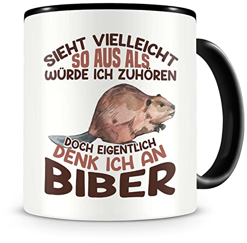 Samunshi® Biber Tasse mit Spruch Sieht vielleicht so aus Biber Geschenk für Biber Fans Kaffeetasse Lustige Tassen zum Geburtstag 300ml von Samunshi