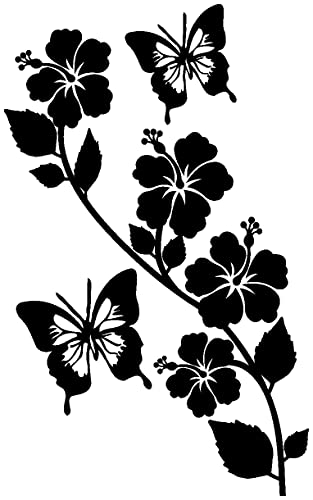 Samunshi® Blumenranke Wandtattoo kurz 19 x 30cm schwarz von Samunshi
