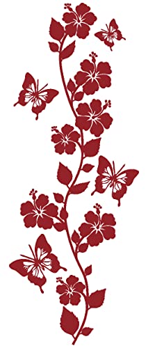 Samunshi® Blumenranke Wandtattoo lang 19 x 50cm dunkelrot von Samunshi