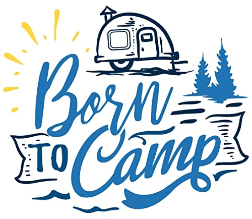 Samunshi® Born to Camp Schriftzug Aufkleber Sticker Autoaufkleber Scheibenaufkleber Motorradaufkleber - 25x21cm hellblau von Samunshi