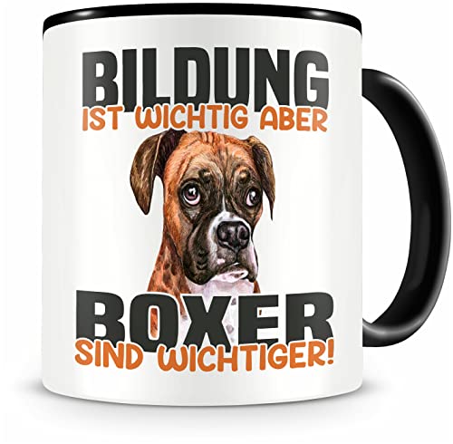 Samunshi® Boxer Tasse mit Spruch Bildung Wichtig Boxer Wichtiger Geschenk für Hunde Fans Kaffeetasse Lustige Tassen zum Geburtstag von Samunshi
