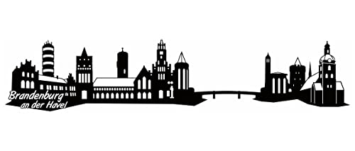 Samunshi® Brandenburg an der Havel Skyline Wandtattoo Sticker Aufkleber Wandaufkleber City Gedruckt Brandenburg an der Havel 120x26cm schwarz von Samunshi