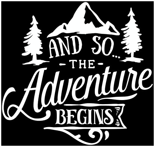 Samunshi® Camping Aufkleber 'The Adventure Begins' in 8 Größen und 25 Farben (70x67cm weiß) von Samunshi