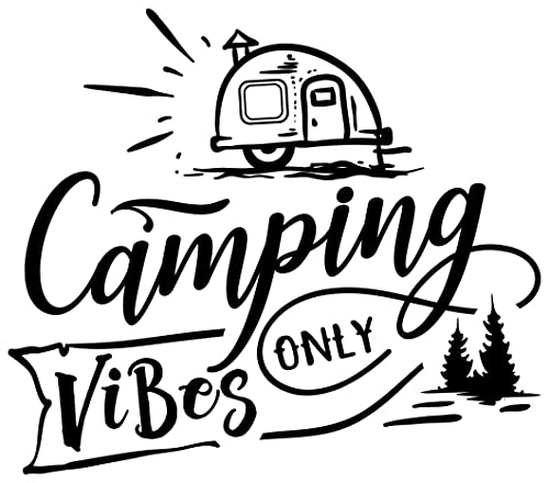 Samunshi® Camping Vibes Only Schriftzug Aufkleber Sticker Autoaufkleber Scheibenaufkleber Motorradaufkleber - 10x8,8cm schwarz von Samunshi