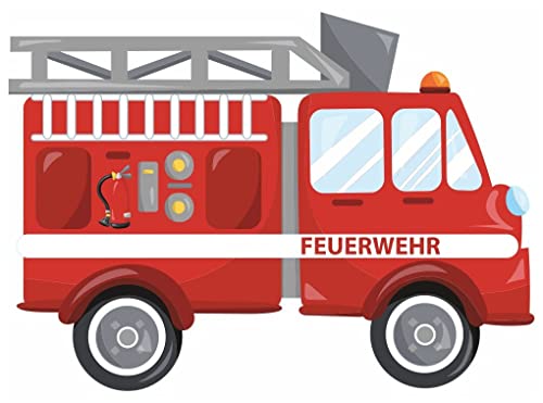 Samunshi® Cooles Feuerwehrauto Wandtattoo Feuerwehr Wandaufkleber Kinderzimmer - 50x36cm mehrfarbig von Samunshi
