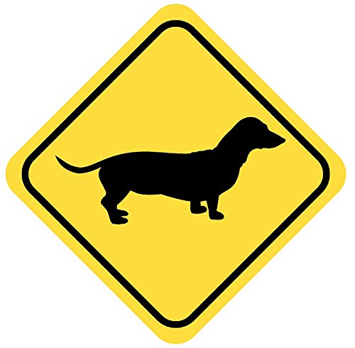 Samunshi® Dackel Warnschild Warndreieck Aufkleber Achtung Vorsicht Hund - 15x15cm mehrfarbig von Samunshi