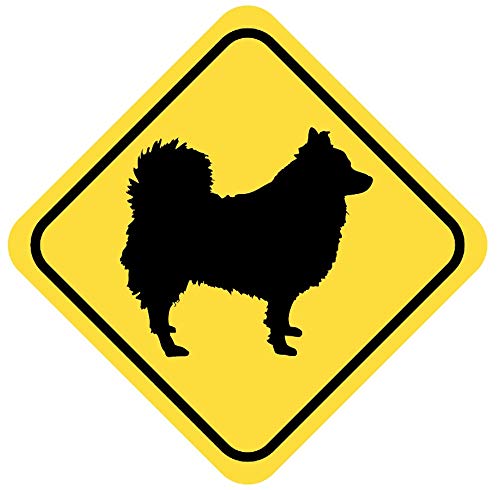 Samunshi® Deutscher Spitz Warnschild Warndreieck Aufkleber Achtung Vorsicht Hund - 25x25cm mehrfarbig von Samunshi