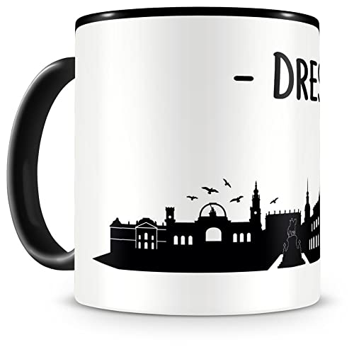 Samunshi® Dresden Skyline Tasse Kaffeetasse Teetasse H:95mm/D:82mm schwarz von Samunshi