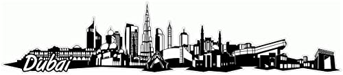 Samunshi® Dubai Skyline Aufkleber Sticker Autoaufkleber City Gedruckt - 15x3,2cm schwarz von Samunshi