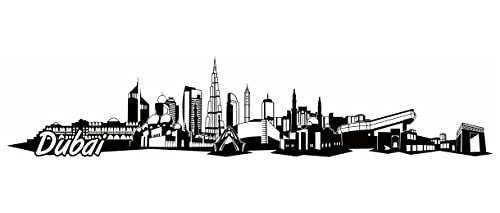 Samunshi® Dubai Skyline Wandtattoo Sticker Aufkleber Wandaufkleber City Gedruckt Dubai 120x25cm schwarz von Samunshi