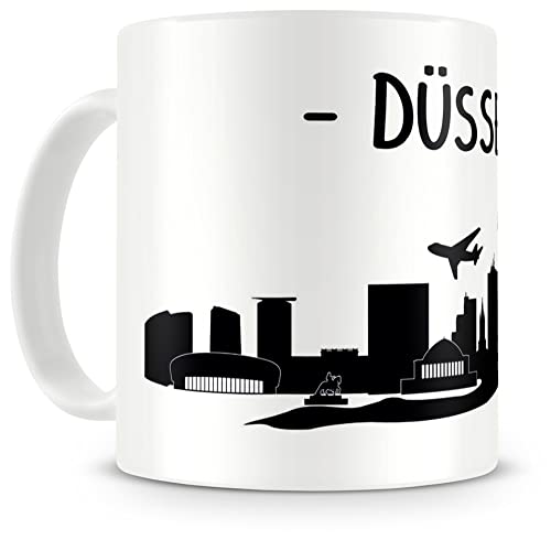 Samunshi® Düsseldorf Skyline Tasse Kaffeetasse Teetasse H:95mm/D:82mm weiß von Samunshi