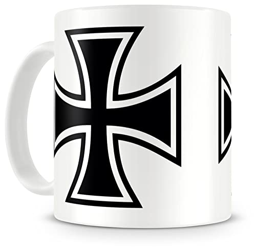 Samunshi® Eisernes Kreuz Iron Cross Tasse Kaffeetasse Teetasse Kaffeepott Kaffeebecher Becher H:95mm/D:82mm weiß von Samunshi