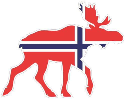 Samunshi® Elch Aufkleber Elchhirsche Norwegen Flagge Nationalfarben - 100x78cm von Samunshi