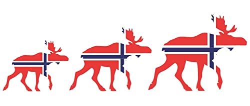 Samunshi® Elch Karawane Aufkleber Elchhirsche Norwegen Flagge Nationalfarben - 25x7,9cm von Samunshi