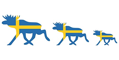 Samunshi® Elchkarawane Aufkleber Set Elch Karawane Elchhirsche Schweden Flagge Nationalfarben - 25x6,9cm von Samunshi