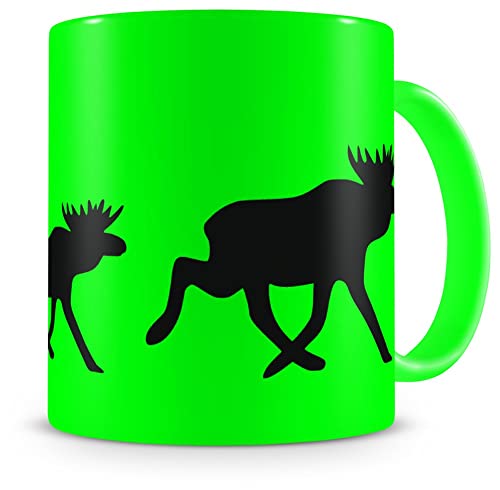 Samunshi® Elchkarawane Tasse Kaffeetasse Teetasse Kaffeepott Kaffeebecher Becher H:95mm/D:82mm neon grün von Samunshi