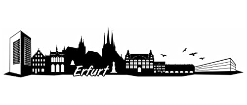 Samunshi® Erfurt Skyline Wandtattoo Sticker Aufkleber Wandaufkleber City Gedruckt Erfurt 120x25cm schwarz von Samunshi