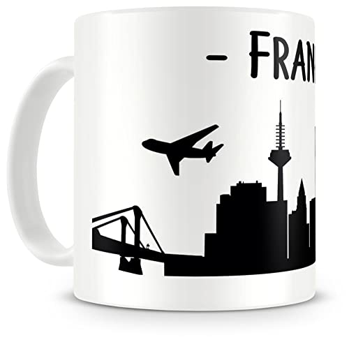 Samunshi® Frankfurt Skyline Tasse Kaffeetasse Teetasse H:95mm/D:82mm weiß von Samunshi