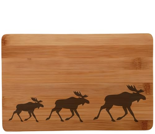 Samunshi® Frühstücksbrettchen mit Gravur Finnland Elch Karawane aus Bambus Brett Schneidebrett Frühstücksbrett klein Brotzeitbrett Holz Schneidebretter Holzbrett Küche von Samunshi