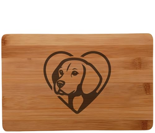 Samunshi® Frühstücksbrettchen mit Gravur Herz mit Beagle Kopf aus Bambus Brett Frühstücksbrett Schneidebrett klein Brotzeitbrett Holz Schneidebretter Holzbrett Küche von Samunshi