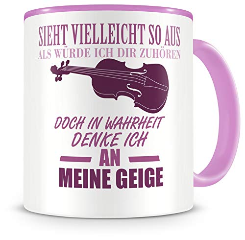 Samunshi® Geige Tasse mit Spruch Geschenk für Musiker Tasse Geige Becher Kaffeebecher groß Lustige Tassen zum Geburtstag Teetasse rosa 300ml von Samunshi