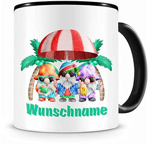 Samunshi® Gnome Tasse mit Name personalisierbar Gnom Party unter Palmen Geschenk für Gnom Fans im Sommer Kaffeetasse Lustige Tassen zum Geburtstag P von Samunshi