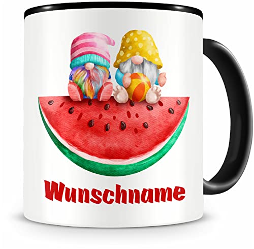 Samunshi® Gnome Tasse mit Name personalisierbar Gnome auf Wassermelone Geschenk für Gnom Fans im Sommer Kaffeetasse Lustige Tassen zum Geburtstag Po von Samunshi