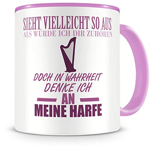 Samunshi® Harfe Tasse mit Spruch Geschenk für Musiker Tasse Harfe Becher Kaffeebecher Lustige Tassen zum Geburtstag Teetasse rosa 300ml von Samunshi