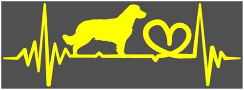 Samunshi® Herzschlag mit Golden Retriever Heartbeat EKG Hunde Aufkleber für Auto Motorrad Helm Fahrrrad Laptop Autoaufkleber Sticker 20 x 7cm gelb von Samunshi