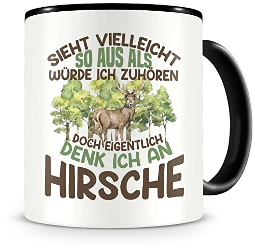 Samunshi® Hirsch Tasse mit Spruch Sieht vielleicht so aus Hirsche Geschenk für Hirsch Fans Kaffeetasse Lustige Tassen zum Geburtstag 300ml von Samunshi