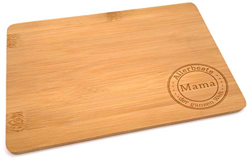 Samunshi® Holzbrett mit Gravur Allerbeste Mama aus Bambus Brett Frühstücksbrettchen als Holz Schneidebretter Holzbrett Küche Vesperbrett von Samunshi