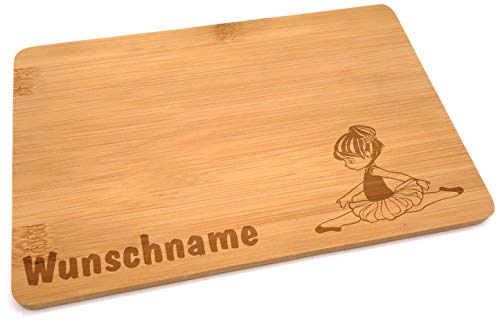 Samunshi® Holzbrett mit Gravur Ballerina aus Bambus Brett Frühstücksbrettchen Kinder als Holz Schneidebretter Holzbrett Küche Vesperbrett mit Moti von Samunshi