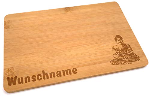 Samunshi® Holzbrett mit Gravur Buddha aus Bambus Brett Frühstücksbrettchen als Holz Schneidebretter Holzbrett Küche Vesperbrett von Samunshi