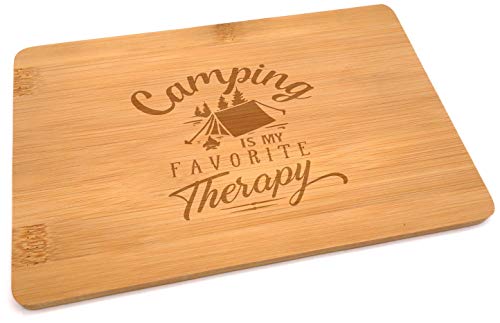 Samunshi® Holzbrett mit Gravur Camping Therapy Camping aus Bambus Brett Schneidebrett klein Brotzeitbrett Holz Schneidebretter Holzbrett Küche von Samunshi