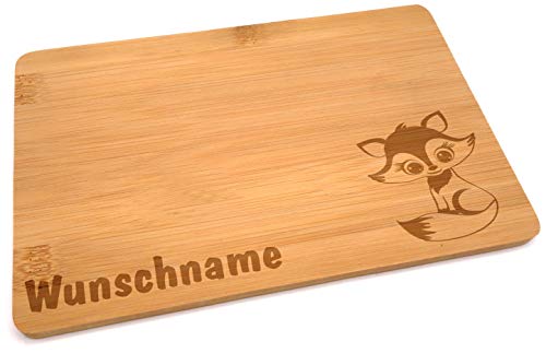 Samunshi® Holzbrett mit Gravur Fuchs aus Bambus Brett Frühstücksbrettchen Kinder als Holz Schneidebretter Holzbrett Küche Vesperbrett mit Motiv von Samunshi