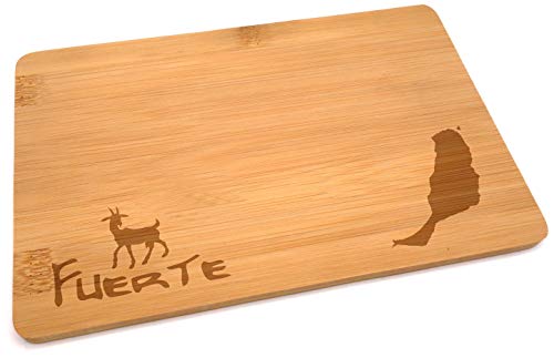 Samunshi® Holzbrett mit Gravur Fuerteventura aus Bambus Brett Schneidebrett klein Brotzeitbrett Holz Schneidebretter Holzbrett Küche von Samunshi
