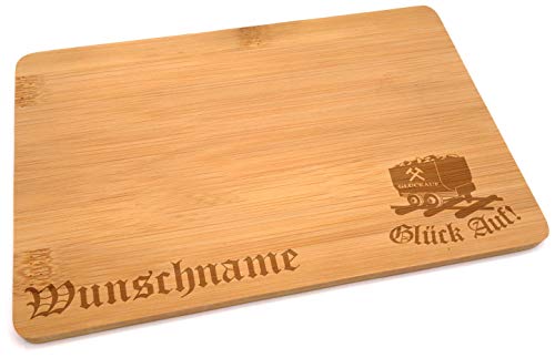 Samunshi® Holzbrett mit Gravur Glück Auf Lore aus Bambus Brett Frühstücksbrettchen als Holz Schneidebretter Holzbrett Küche Vesperbrett von Samunshi