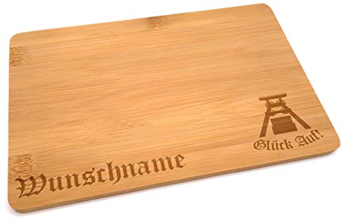 Samunshi® Holzbrett mit Gravur Glück Auf Zeche Zollverein aus Bambus Brett Frühstücksbrettchen als Holz Schneidebretter Holzbrett Küche Vesperbre von Samunshi